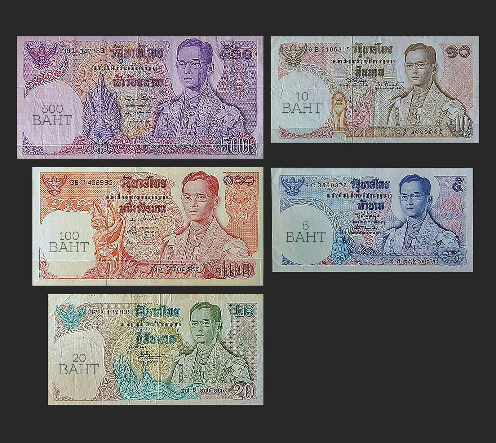 שטרות באט תאילנדיים בערכים שונים, המטבע הרשמי של תאילנד